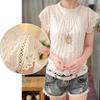 Plus Size Women Fashion Lace Crochet Short Sleeve Round Neck Blouse Shirt Top