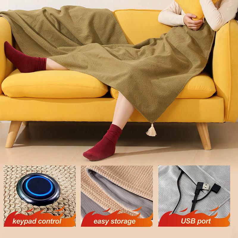 צעיף מחומם עוטף צעיף מחומם USB שמיכה מחוממת רכה חמה צעיף חימום מזג אוויר קר צעיף חורפי 3 דרגות חימום צעיף מחומם נייד