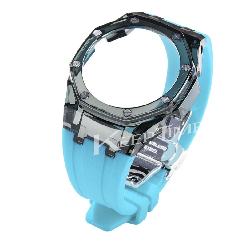 For Casioak G-Shock GA-2100 GM-2100 GMA-S2100 GA2100 Mod Kit Transparent PC Case Rubber Strap Watchband Replacement Accessories