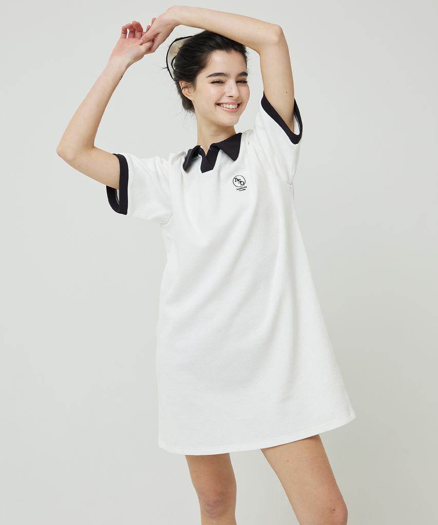 Awesome Studio Waffle Collar Contrast Dress Ivory