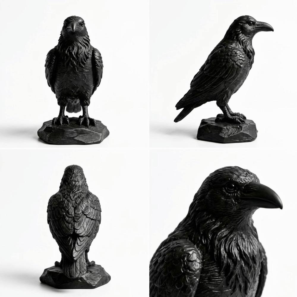 Desk Decoration Gothic Style Crow Statue Crafts 3D Printed Home Decoration Crow Ornaments Raven Prop Simulation Crow Model Farm