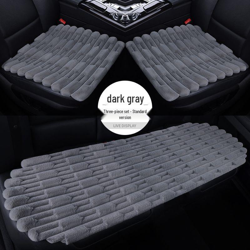 Universal Heated Winter Bamboo Plush Car Seat Cushion Set - Non-slip, Thickened, Three-piece for Warmth and Comfort