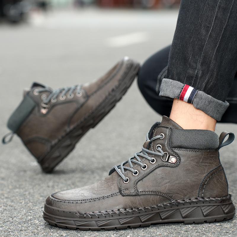 Men's High-top Leather Boots Casual Sneakers
