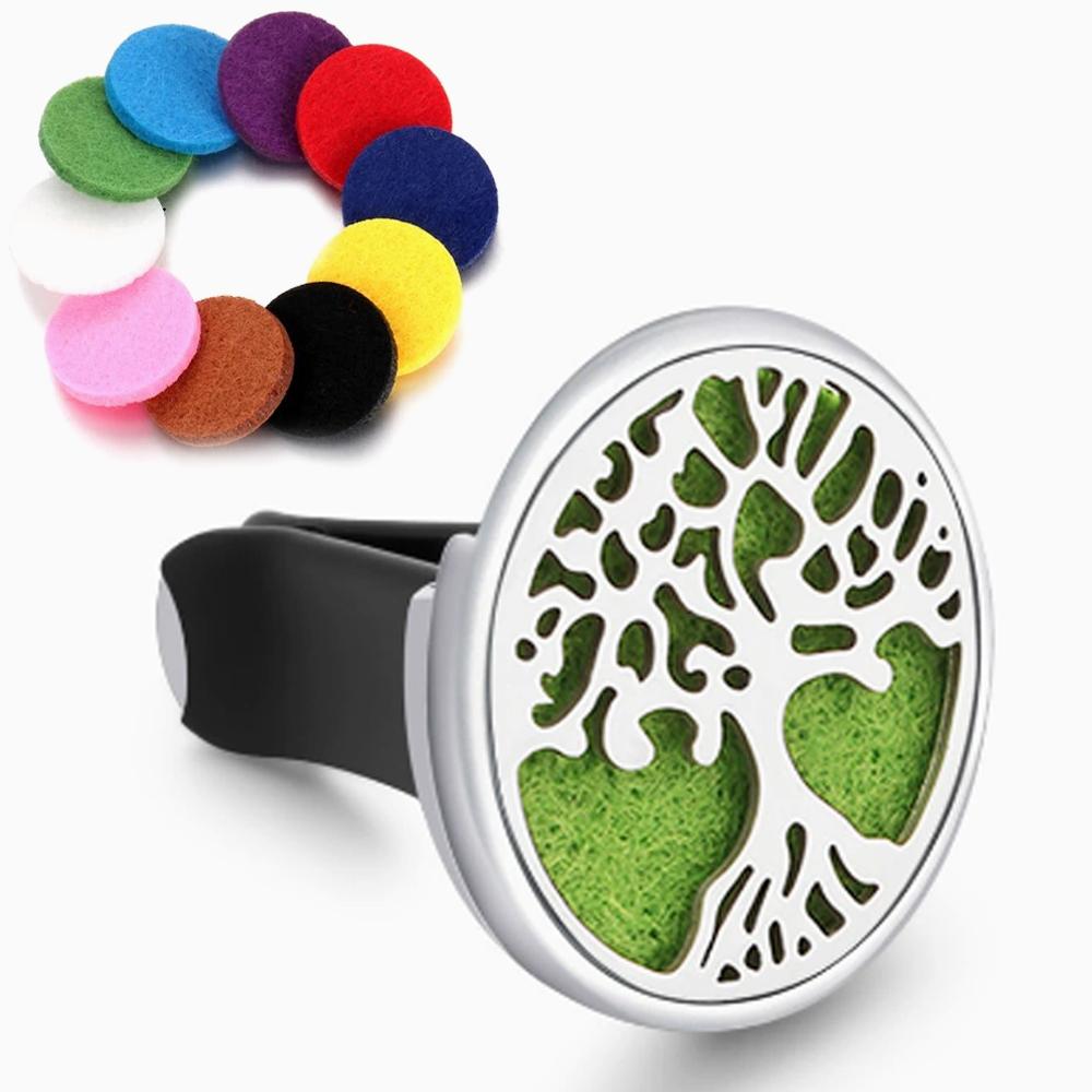 

Автомобильный аромадиффузор для эфирных масел - Освежитель воздуха с зажимом для вентиляционного отверстия из нержавеющей стали и 10 сменными подушечками C