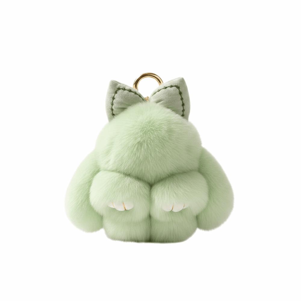 Hair Bow Plush Rabbit Keychain Rabbit Fur Bag Hanging Pendant Accessory Rabbit Plush Keychain Car