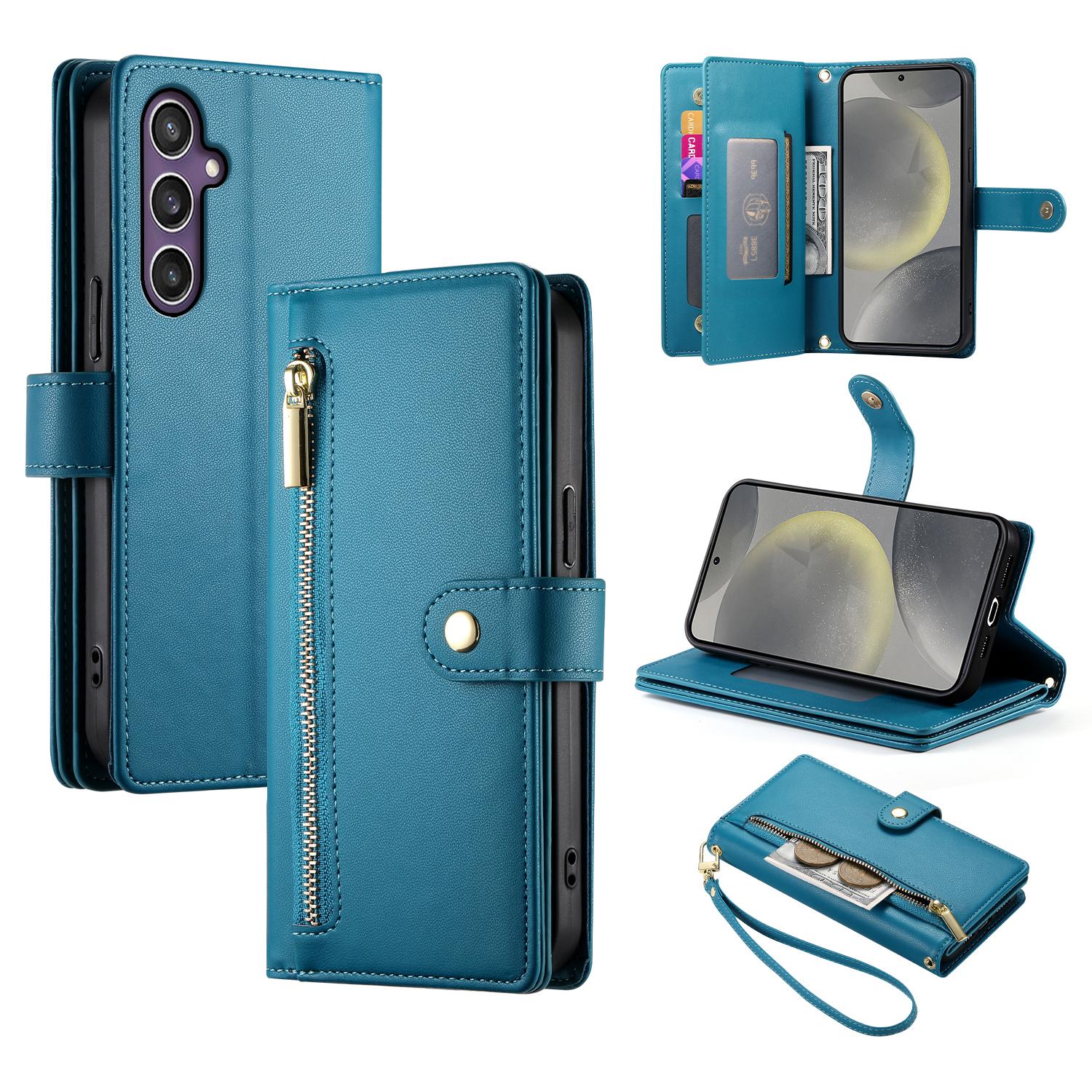 

DF-011 Чехол для Samsung Galaxy S24 из ПУ-кожи, с ремешком через плечо и карманом на молнии B