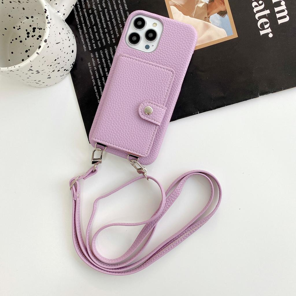 Japan and Korea Card Bag Lanyard Is Suitable for Apple 12Promax Mobile Phone Case 12 Women 11max Apple 13promax Leather X