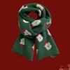 Red Santa knitted scarf autumn and winter warm versatile student couple Christmas gift green wool scarf