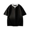 New Oxygen Cotton Striped Fabric Fake Two-piece Trendy T-shirt