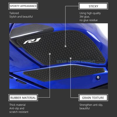 Motorcycle Side Fuel Tank Pads Protector Stickers Knee Grip Traction Pad For Yamaha YZF R1 R1M YZFR1 YZF-R1 2015 - 2021