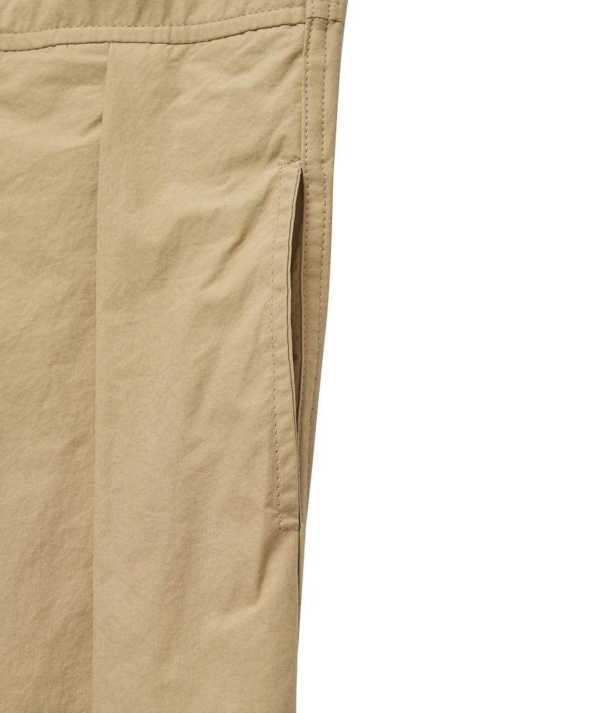 Cotton Bell Pleated Skirt Dress - Beige