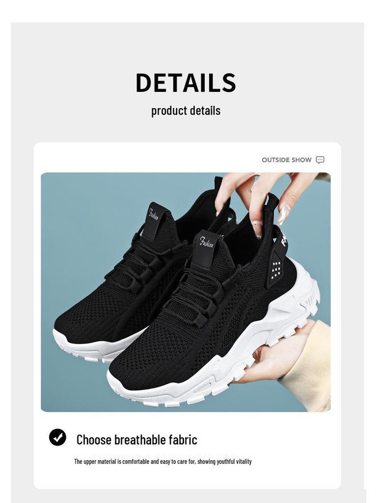 Women's Plus Size Breathable Flyknit Sneakers - Lightweight Mesh, Low-Cut, Comfortable Style 43