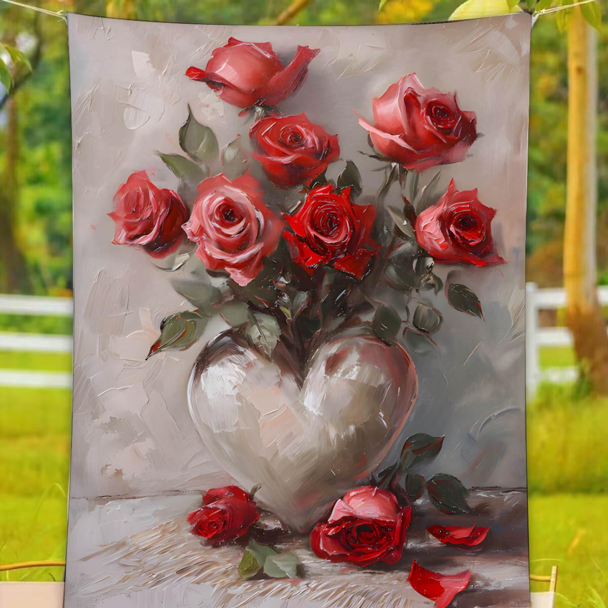 

Romantic Rose Bouquet Tapestry Elegant Heartfelt and Timelessly Beautiful Wall Art for a Classic Decor Statement 74x94cm(29x37in)