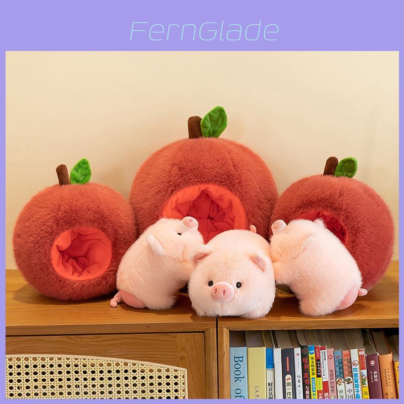 Adorable Plush Pig Hugging Apple Pillow Soft And Cuddly Gift Toy 26cm 36cm