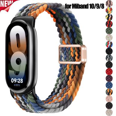 Nylon-GeflechtGeflochtenes Armband für Xiaomi Watch 10/9/8 Magnetisches Schlaufenarmband für Miband 10 9 8 NFC Sportarmband Smartwatch Ersatz