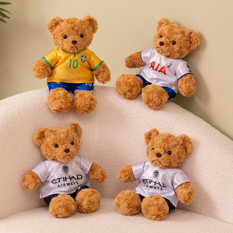 Jersey Bear Teddy Bear Doll Plush Toy Football Bear Bear Doll Fans Accompany Soothing Rag Doll