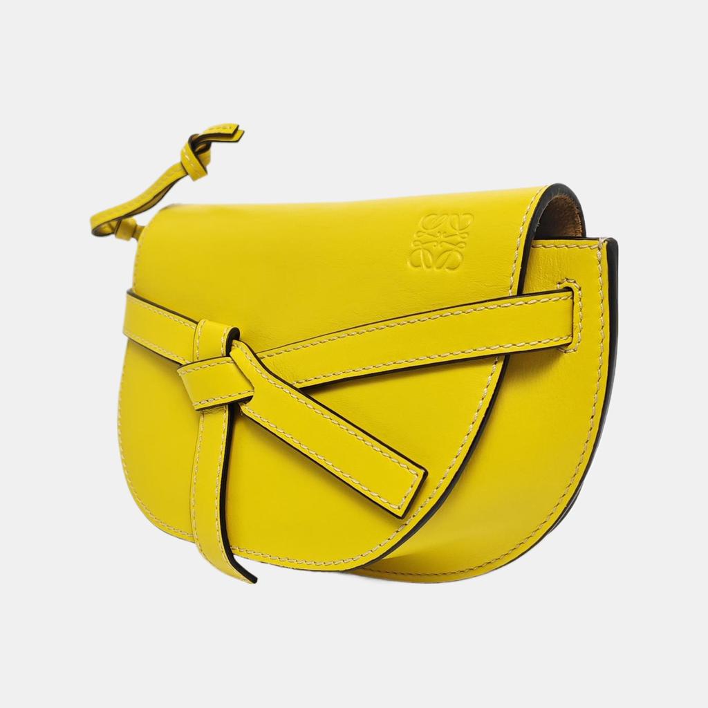 [Pre-Owned] Gate Mini Yellow Leather Waist Bag Chest Bag Gold Hardware - Very Good #3GEFBK