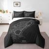 Baku City Circuit Map Dark Bedding set (1 duvet cover, 2 pillowcases, duvet not included), Azerbaijan Street Track Topographic Art Print
