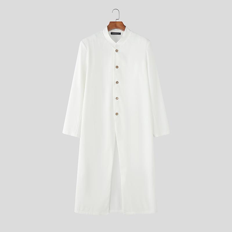 

INCERUN Мужская осенняя куртка с длинными рукавами, на пуговицах, с высокими разрезами, длинное пальто, ветровка S