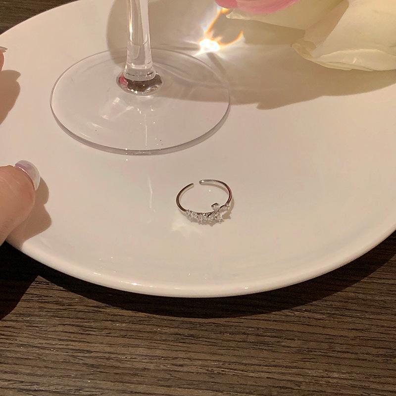 Cross Inlaid Zir*****Pen Ring Women S Niche Design Trendy Adjustable High Sense Fashion Personality Adjustable opening