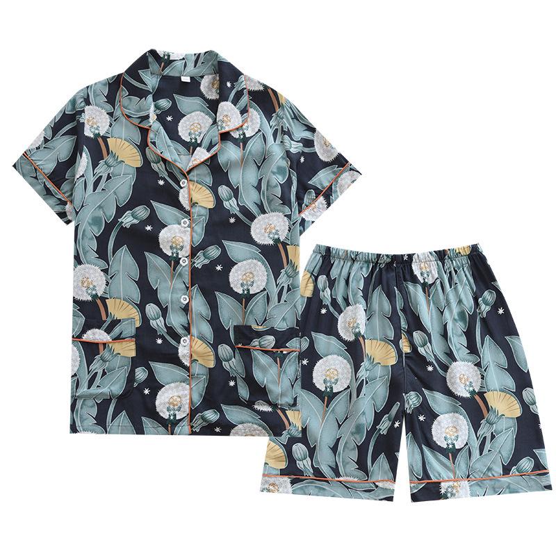 Women's Summer Short Sleeve Pajama Set - Loose Fit, Plus Size, Two-Piece with Shorts