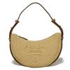 Used 11569 Arche Crochet 1BC194 2M2T F0018 7921 Triangle Logo Raffia Hobo Bag with 2-Way RFID Viscose, Natural Women's