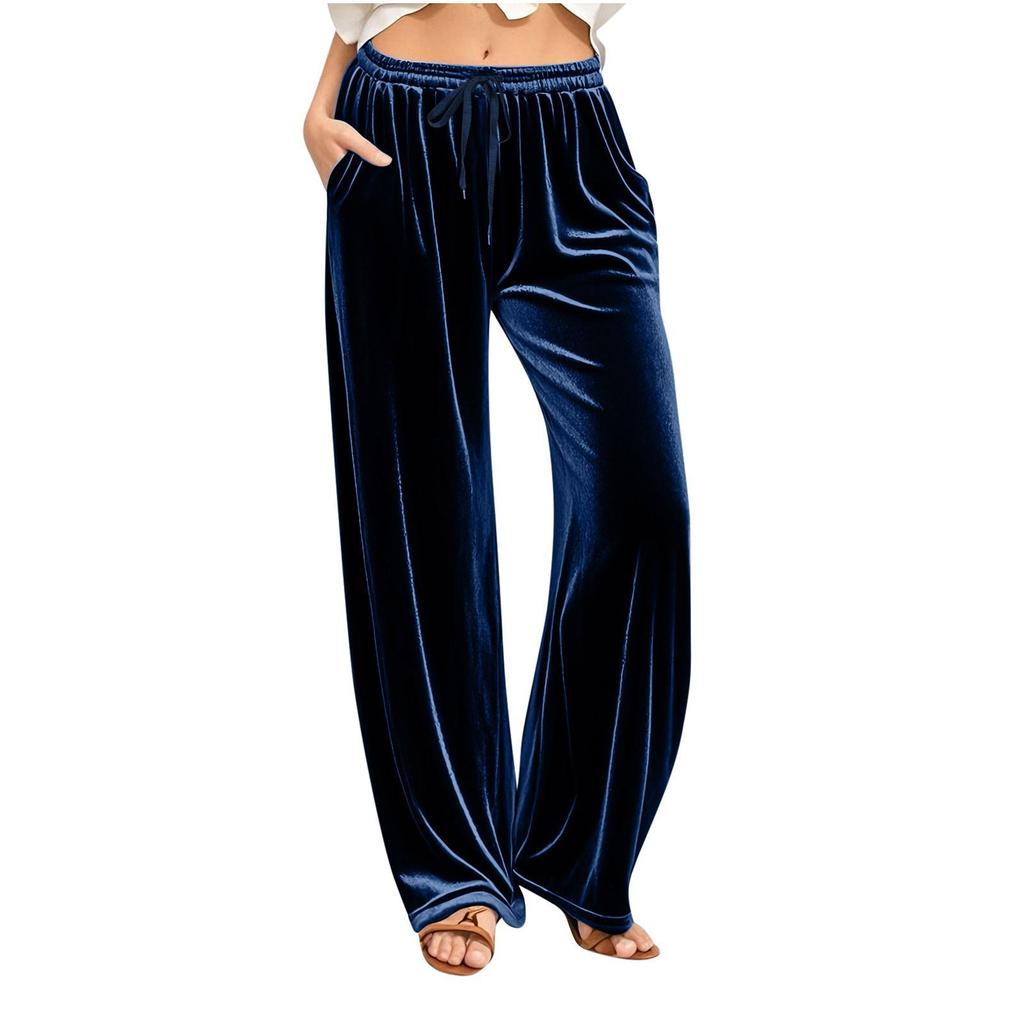 2026 European & American Velvet Wide-Leg Drawstring Pants