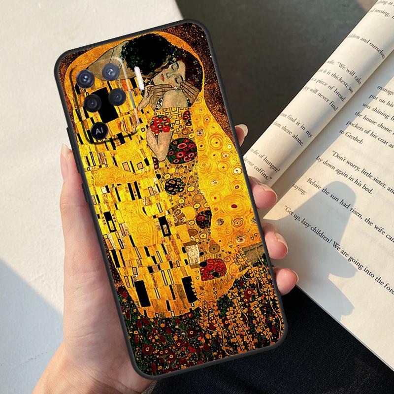 Gustav Klimt Kiss Art Case For Oppo A80 A60 A40 A78 A38 A18 A98 A58 A96 A76 A16 A94 A74 A54 A15 A17 A57 A77 A5 Pro