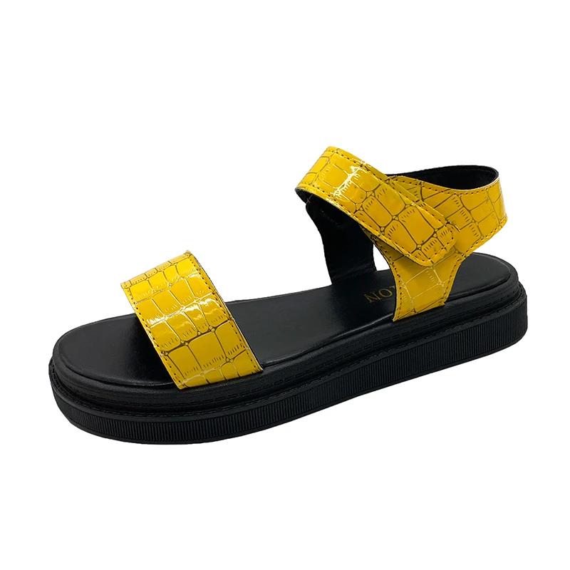 

Мода 2024 года, новые женские сандалии, летняя мода, спортивная обувь на плоской подошве, женские сандалии с круглым носком и открытым носком для девочек, размер плюс 40 41 жёлтый