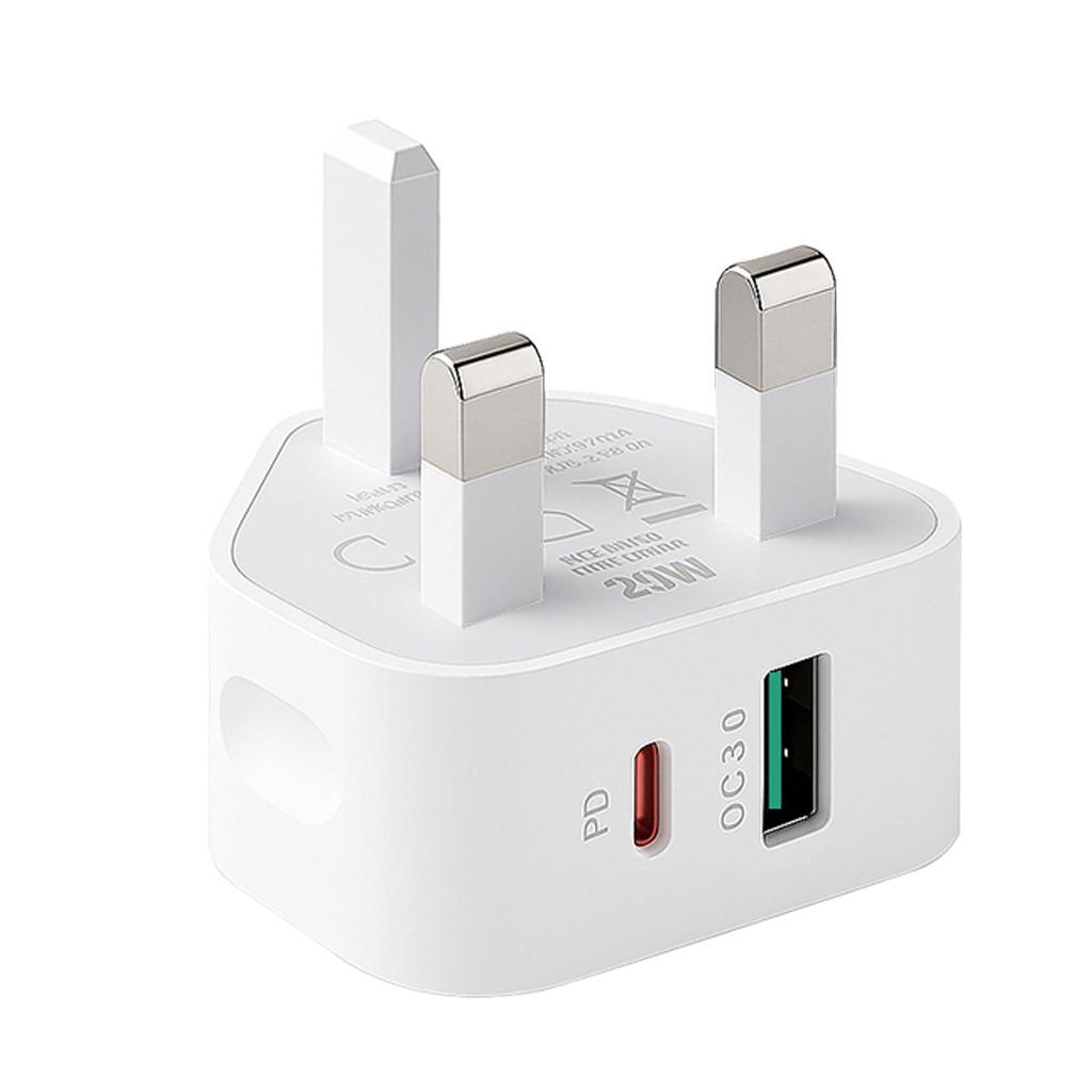 UK 20W PD Fast USB Charging Head for Apple 15, Huawei Type-C, and 5V/2A Devices
