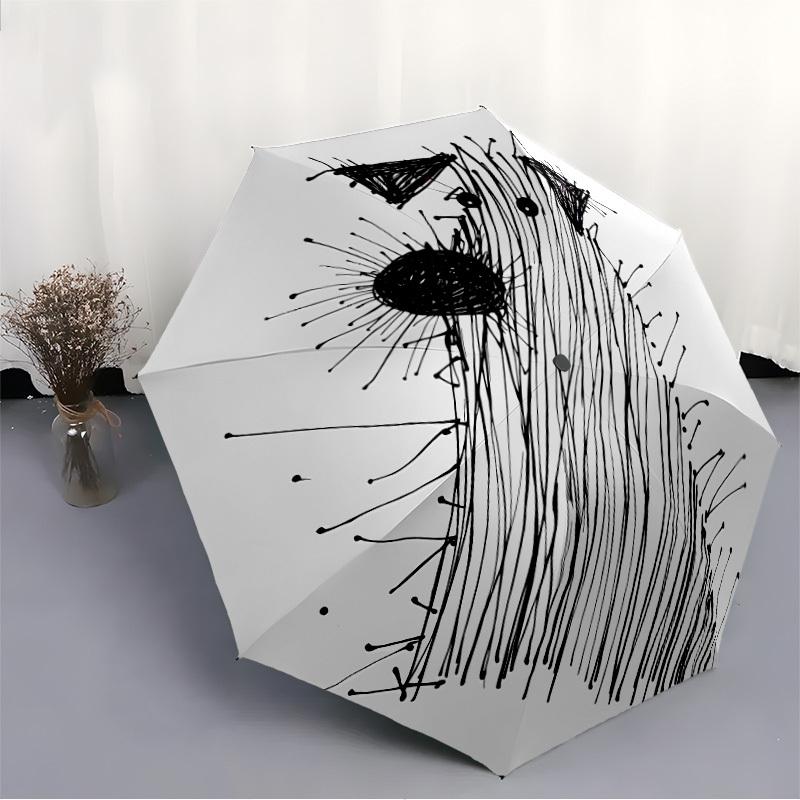 1pc Hedgehog Dog Art Automatic Open/close Umbrella, 8-Rib sturdy structure, Auto Folding/Opening, Portable Travel Umbrella for Women020
