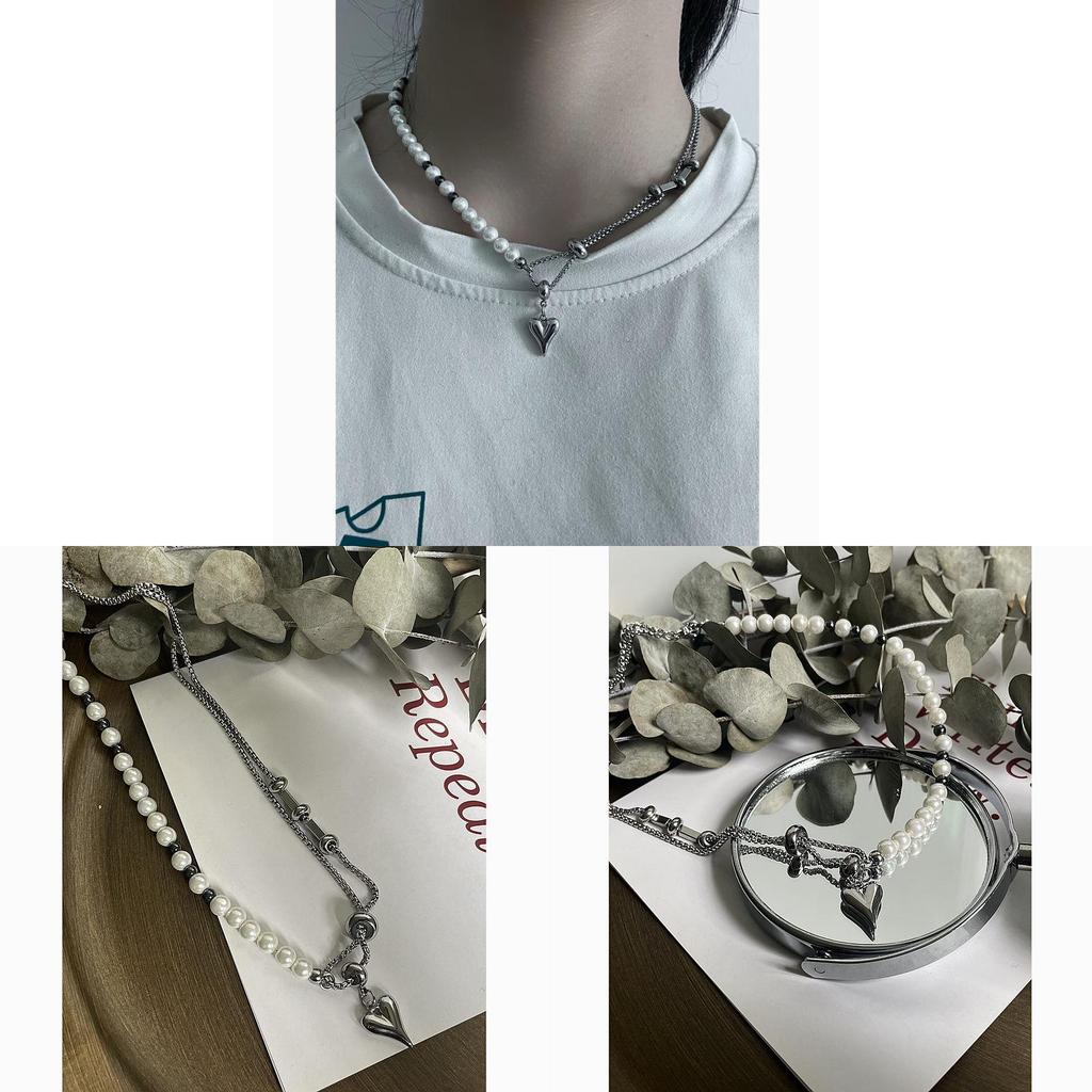 Chinese Vintage Heart Pendant Necklace With Handcrafted Bead Chain For Men And Women