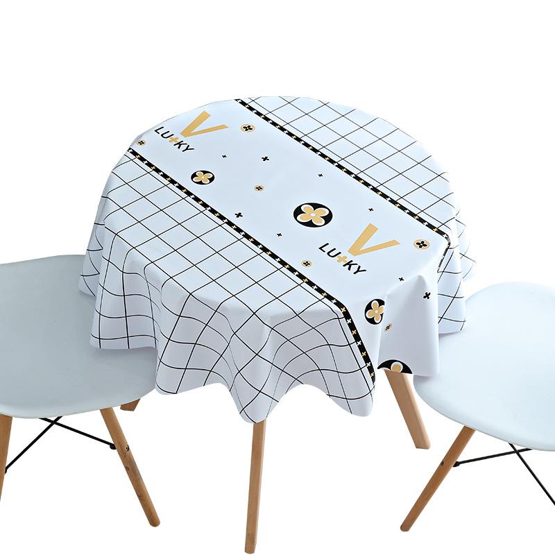 Round Table Tablecloth Pvc Dining Table Cloth Waterproof, Oil-Proof, Anti-Scalding And Leave-In Household Coffee Table Small Round Tablecloth
