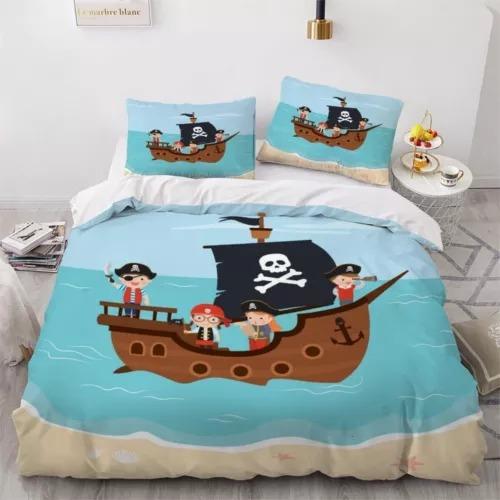 Pirate Ship Duvet Cover Set Bed Decoration First Choice Gift Suitable For Children Boys Girls And Adults Soft Warm Breathable