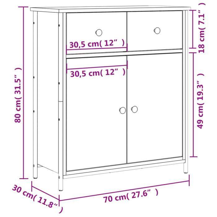 VidaXL Buffet Smoked Oak 70x30x80 Cm Engineered Wood 835526
