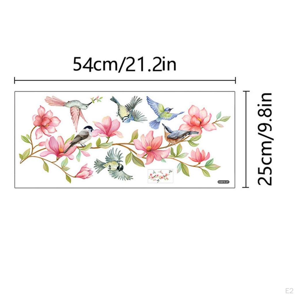 Naklejka na okno Kwiat i Ptak, Naklejka na szybę Kolorowy Dekor Ścienny Dekoracyjny Winylowy