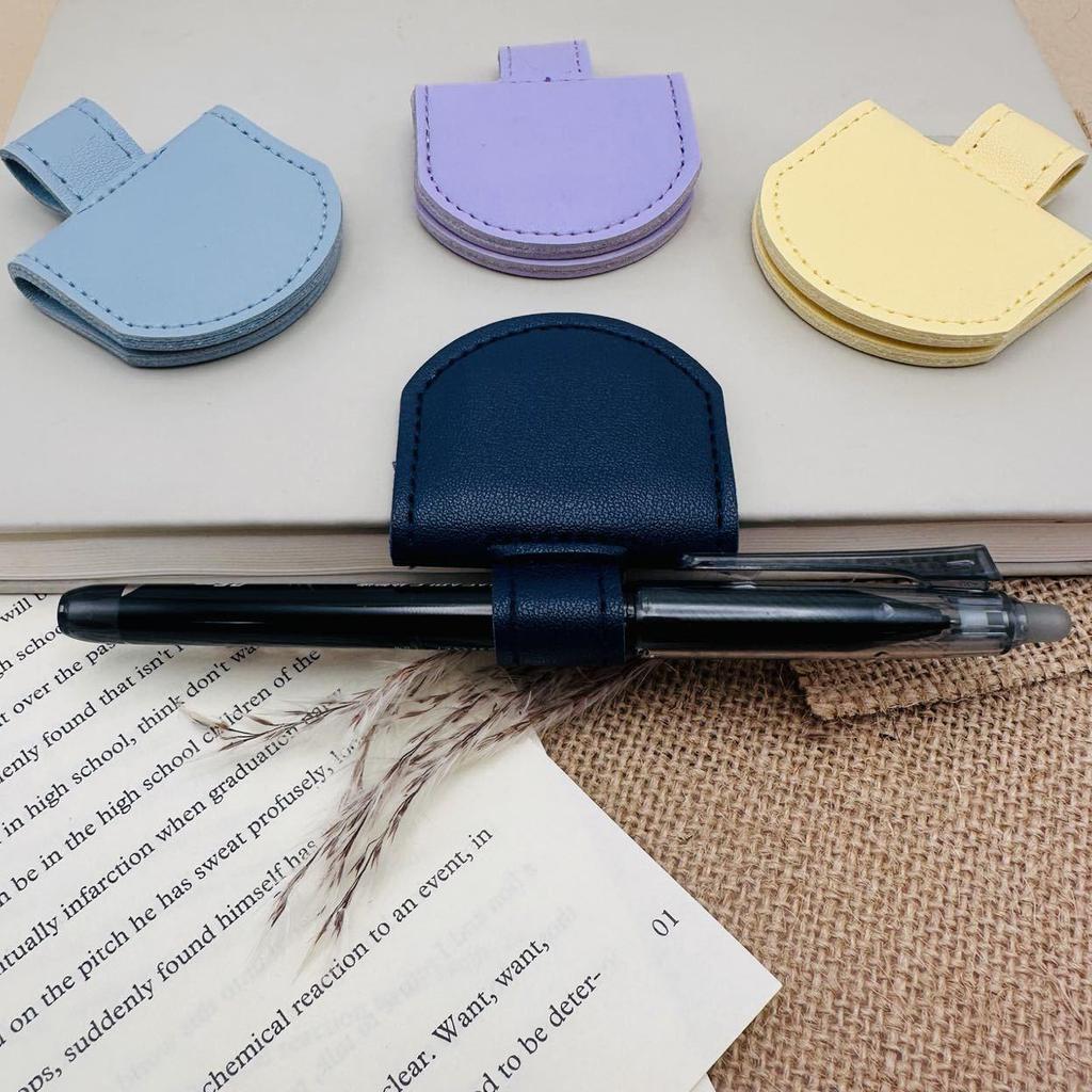 Chic Leather Magnetic Bookmark & Dual-Use Pen Holder