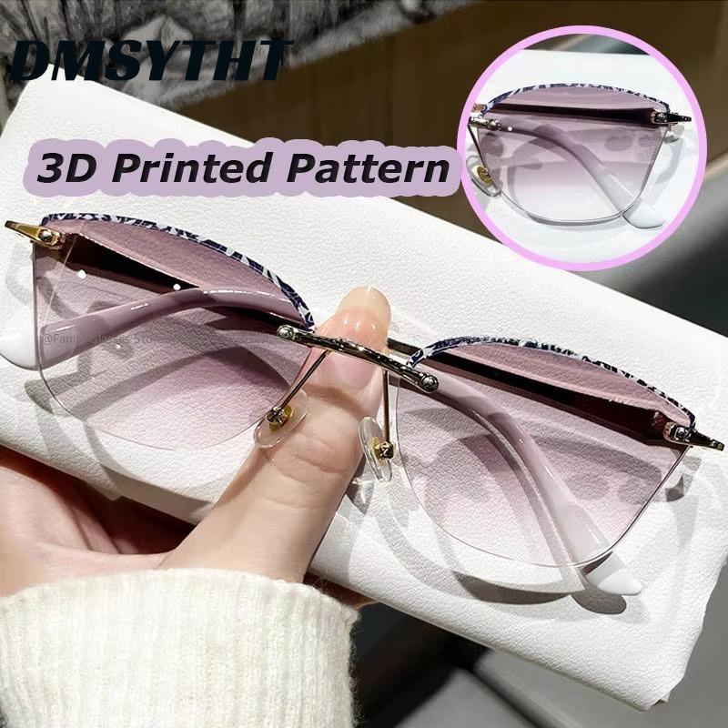 Square Metal Frame Women Men Glasses Trending HD Presbyopia Ladies 3D Printed Pattern Fashion Far Sight Eyeglasses
