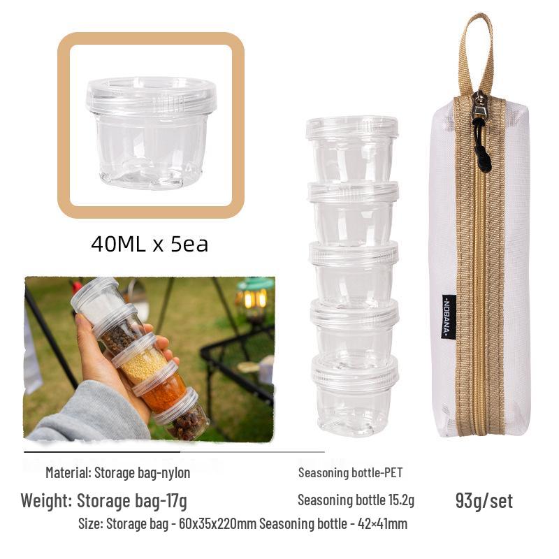 CLS Portable 6-Piece Seasoning Jar Set for Camping, BBQ & Kitchen Storage