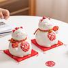 1 Set Ceramic Couple Lucky Cat For Wedding Marriage Porcelain Maneki Neko Fortune Cat Piggy Bank Money Box 5.3 Inch
