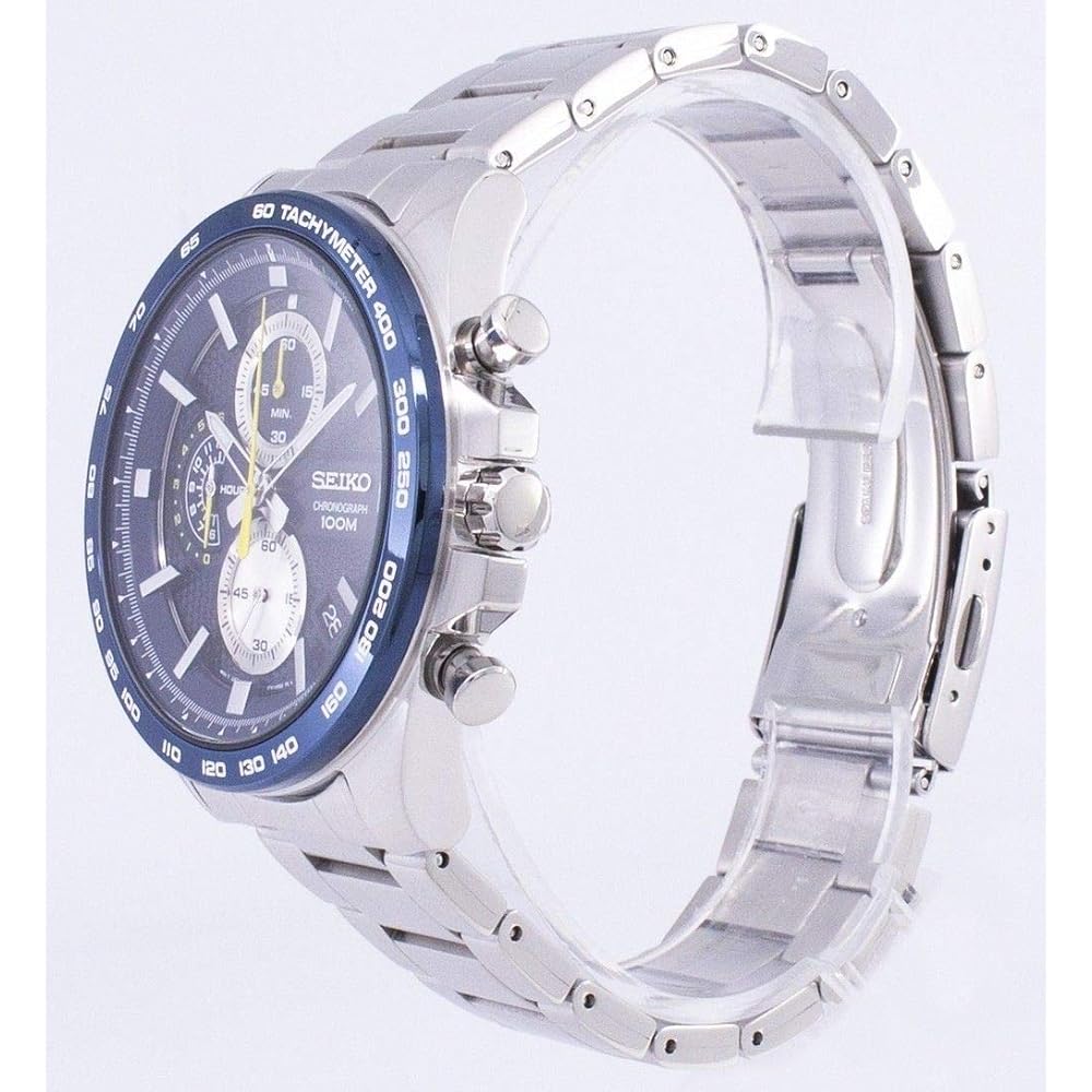 Seiko Neo Sports Chronograph Quartz Watch SSB259P1 Men's Black Stainless Steel 100m Water Resistant