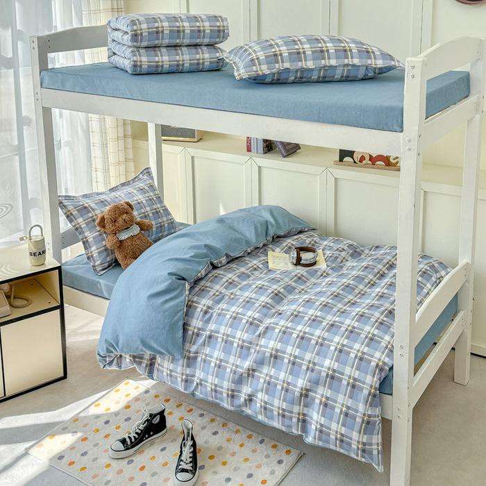 Dormitory/Student Bedding Set: Includes 3-Piece Bed Sheet & Duvet Cover and 6-Piece School Bunk Bed Set.