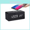 Modern Wooden Led Digital Clock With Temperature Display For Home Office Decor