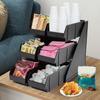 6 Compartment Serve Condiment Bin, 3-Tier Self Serve Condiment Bin Stand, Plastic Containers Storage Bins, Countertop Organizer