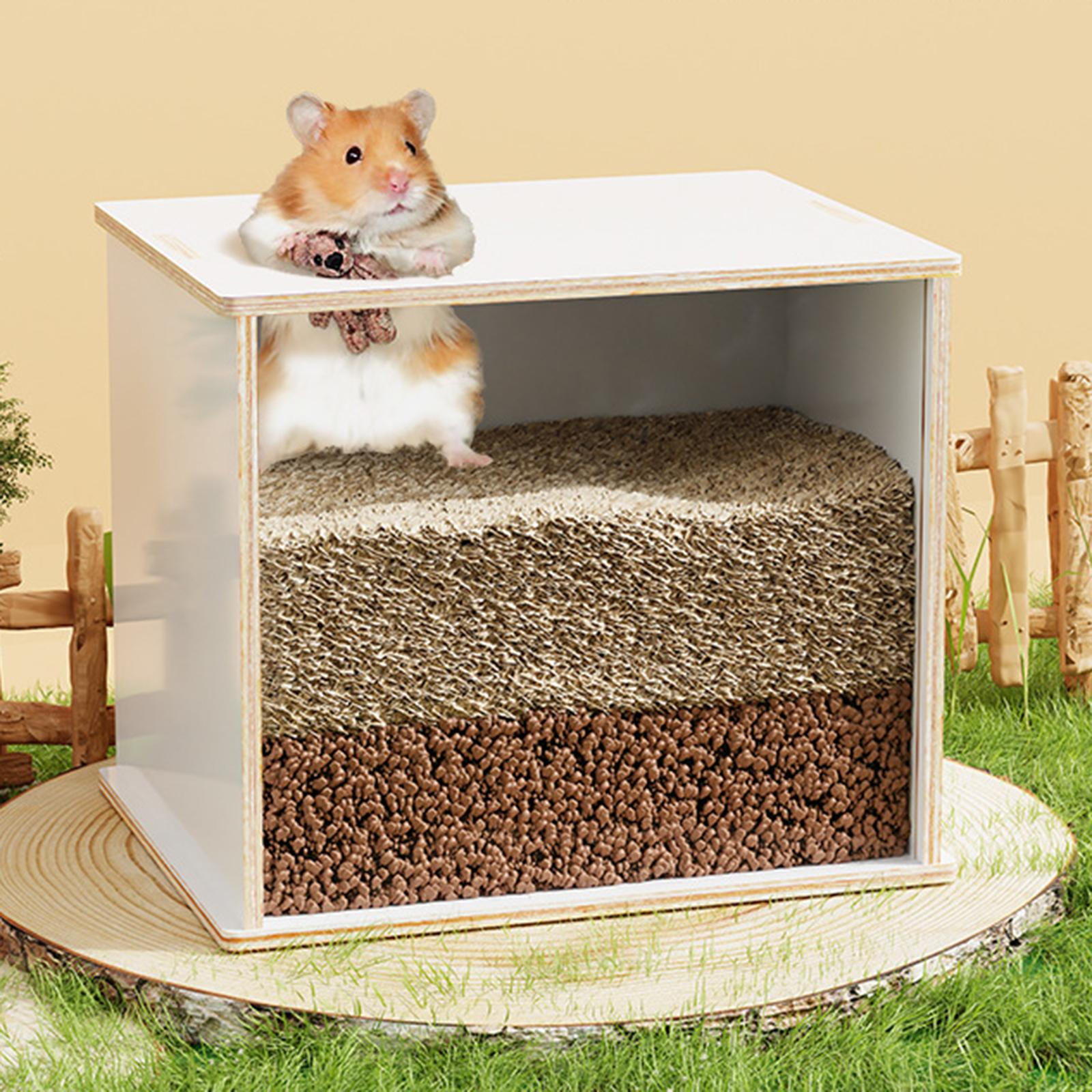 

Hamster Digging Box Burrow Hutch Shelter Playing Hideaway Cage Sand Container for Degus S