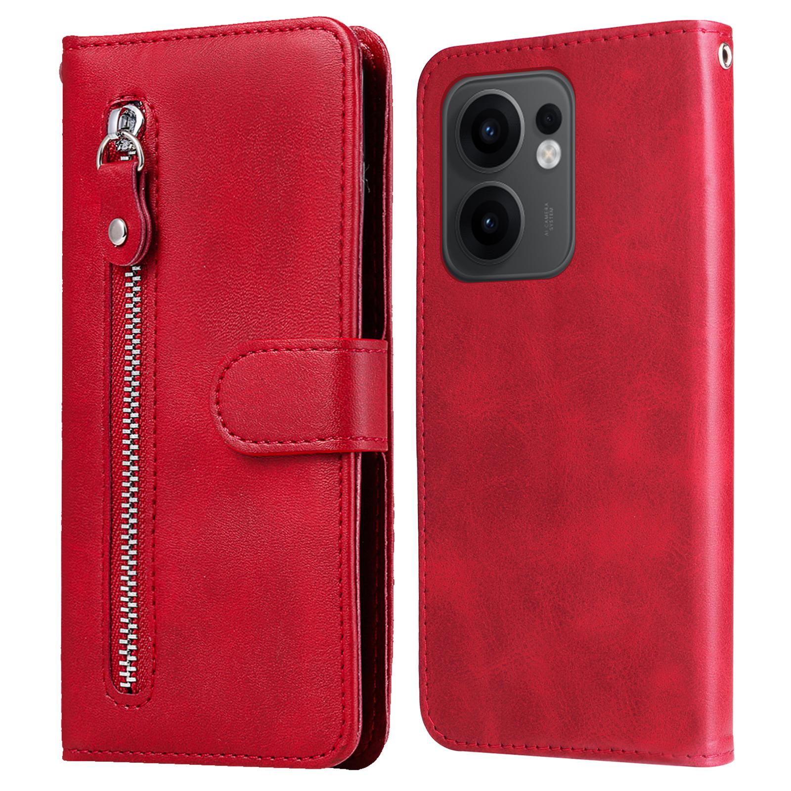 

For Oppo Reno13 F 5G (Reno 13 FS 5G)/4G Case Zipper Wallet Calf Texture PU Leather Phone Cover D