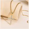 Cubic Zirconia Crucifix Cross Neckalce Pendant for Women Simple Layered Jewelry