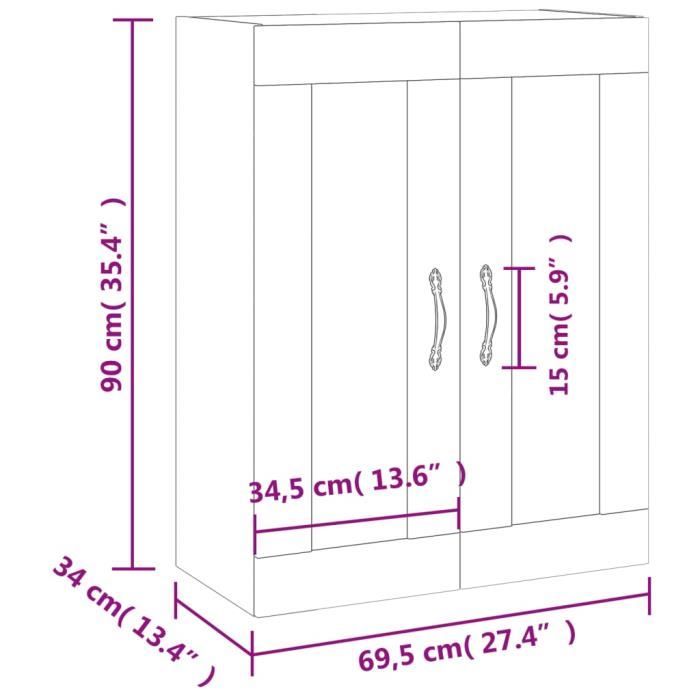 VidaXL Armoire murale gris béton 69,5x34x90 cm bois d'ingénierie 834990