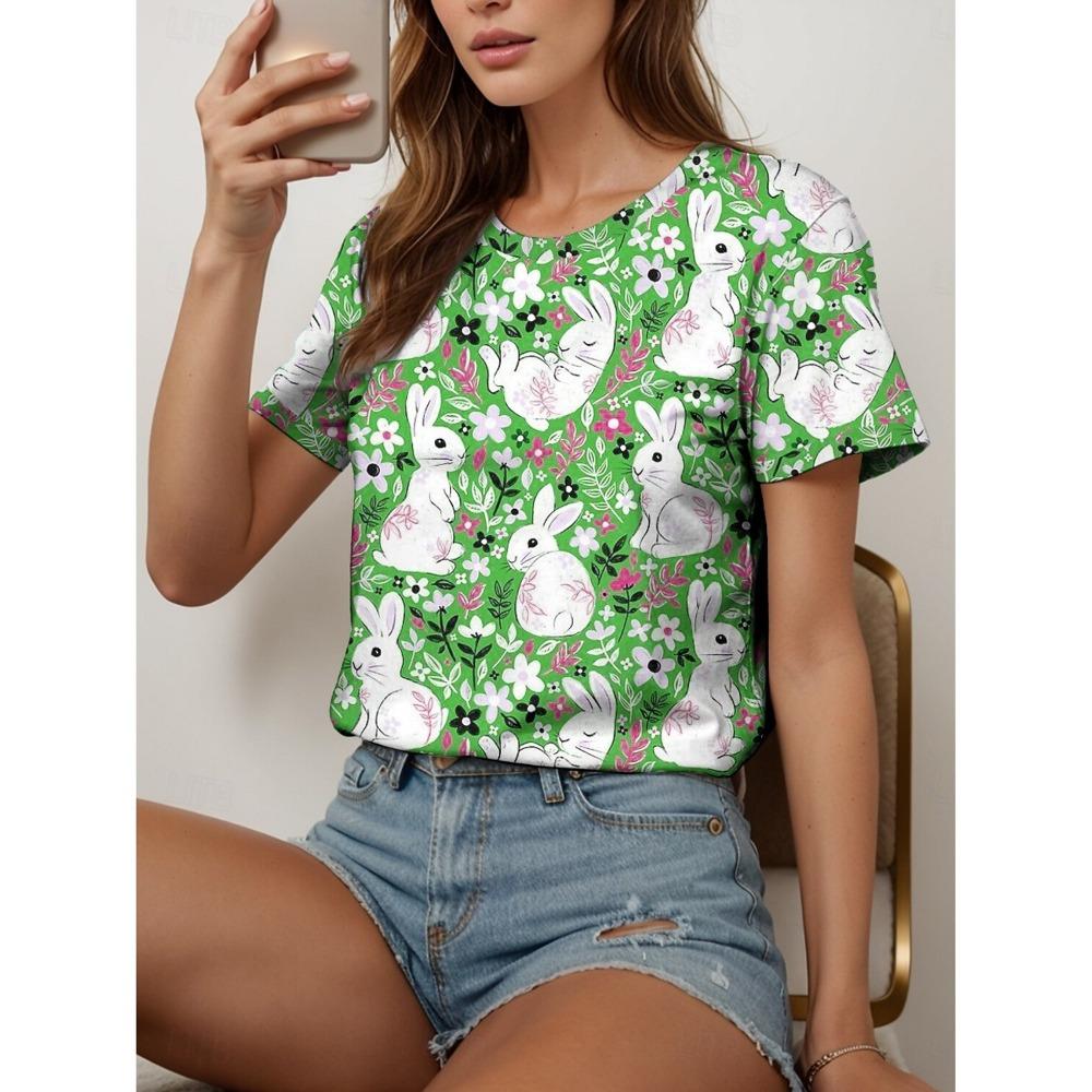 

Летняя женская футболка с цветочным принтом и животными, винтажная, стильная, классическая, с коротким рукавом, круглым вырезом, круглым вырезом, обычными топами XXXL