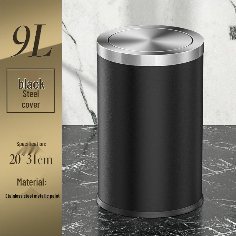 

Stainless Steel Swing Lid Trash Can for Home and Kitchen, Light Luxury Design for Bathroom and Living Room.